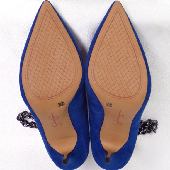 JESSICA SIMPSON 8M JS-WITNEE royal-blue suede ultra-high-heel point-toe pumps - Picture 15 of 16